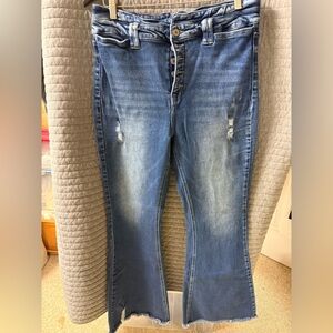 KanCan Distressed Flare Jeans in Blue